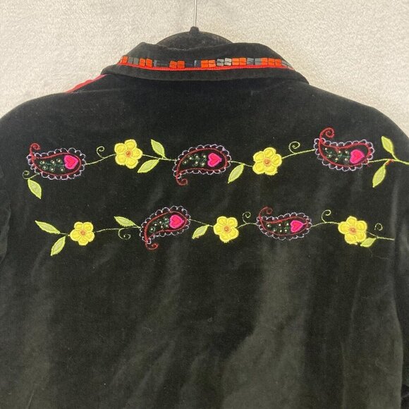 NEW Coldwater Creek Silk Velvet Blazer Jacket Womens Large Mixed Media Floral - Picture 12 of 15